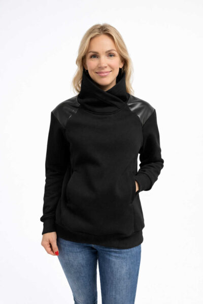 Soe kõrge kraega pusa "LUNA" kunstnahast detailiga